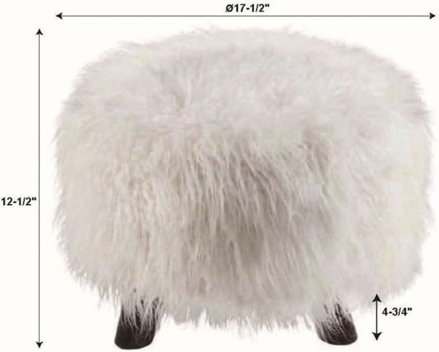 Linon Dase White Faux Fur Stool-2
