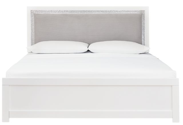 Signature Design by Ashley® Raechalla Gray/White King Upholstered Panel Bed-3