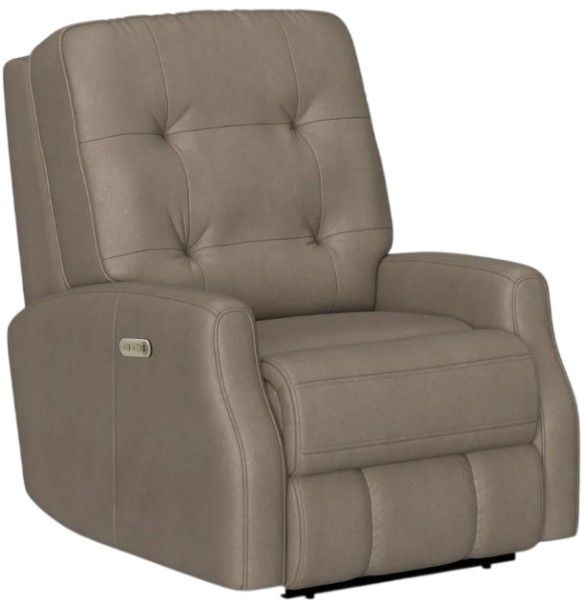 Flexsteel® Customizable Devon Leather Power Recliner with Power Headrest-1