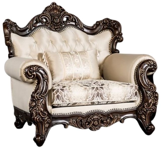 Furniture of America® Palencia Beige/Dark Cherry Chair-0