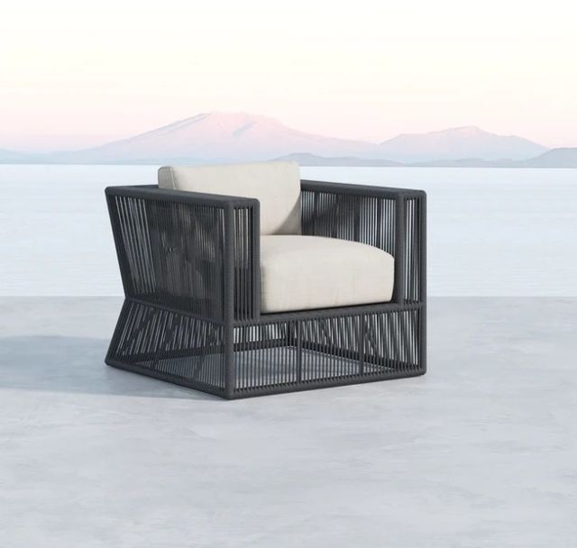 Sunset West Milano Charcoal Gray Aluminum/Olefin Rope Outdoor Club Chair with Echo Ash Cushion-3