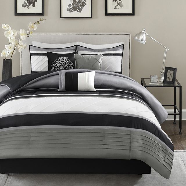 Olliix by Madison Park 7 Piece Grey King Blaire Comforter Set-1