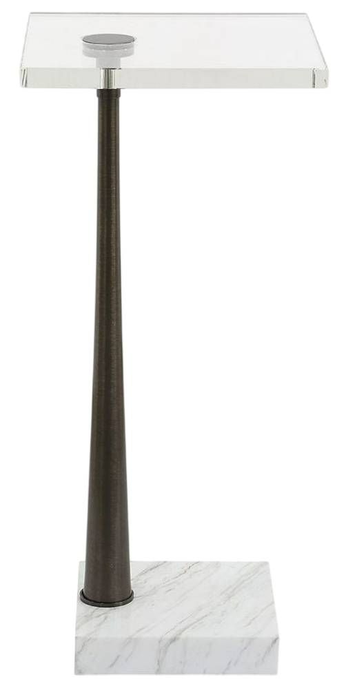 Uttermost® Pelton Glass Top Drink Table with Black/White Base-4