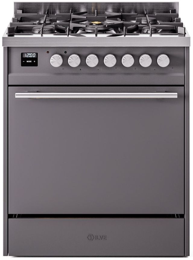 Ilve® Professional Plus II Series 30" Glossy Black Pro Style Dual Fuel Range-0