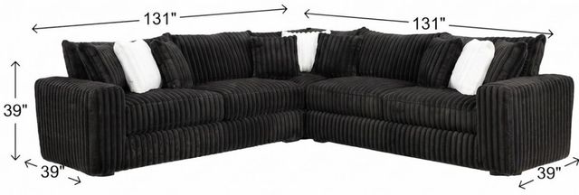 Albany Industries 3-Piece Mondo Black Curved Sectional-1