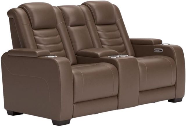 Signature Design by Ashley® High Impact Tobacco Power Reclining Loveseat with Adjustable Headrest-0