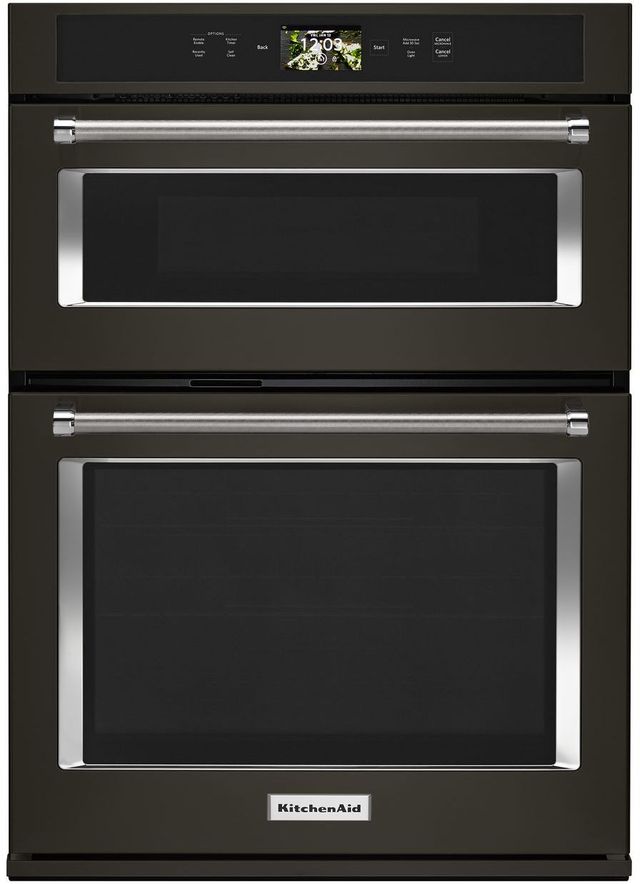 KitchenAid® 30" Black Stainless Steel with PrintShield™ Finish Smart Electric Built In Oven/Micro Combo-0