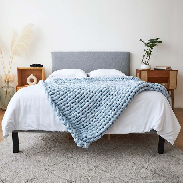 Hush Knit Light Blue Weighted Blanket-2