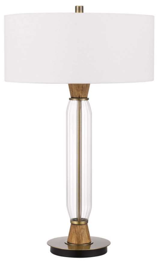Cal® Lighting & Accessories Towson Clear/Light Oak/White Table Lamp-0