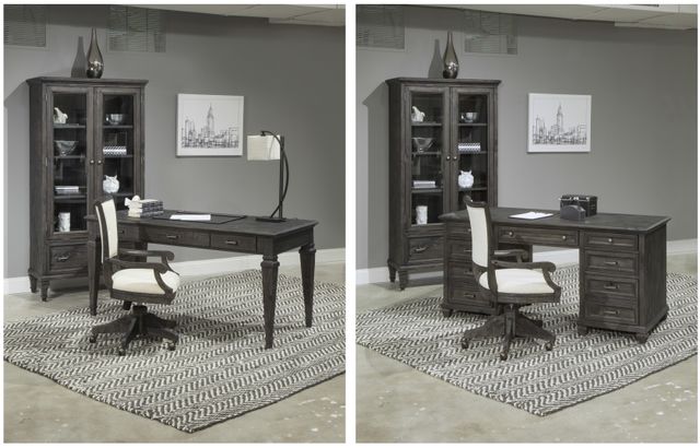 Magnussen Home® Sutton Place Weathered Charcoal Upholstered Swivel Chair-3