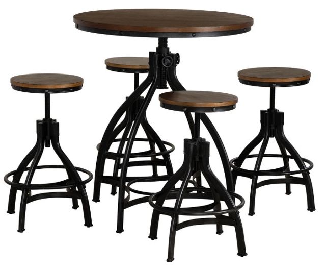 Powell® Haywood 5-Piece Black/Brown Round Bar Table Set-0