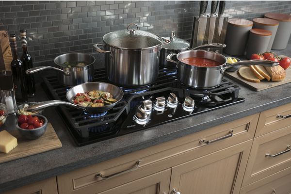 GE Profile™ 30" Black Built-In Gas Cooktop