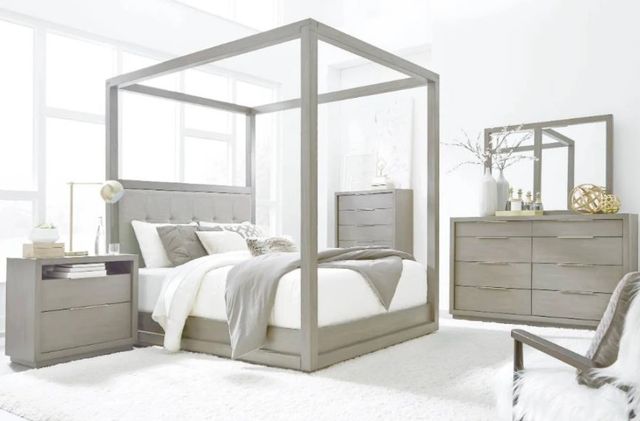 Modus Furniture Oxford Mineral Full Upholstered Canopy Bed-1