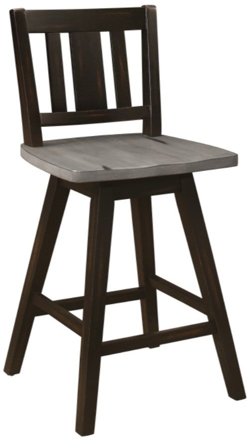 Homelegance® Amsonia Black Sand/Distressed Gray Swivel Counter Height Chair with Vertical Slat Back-0