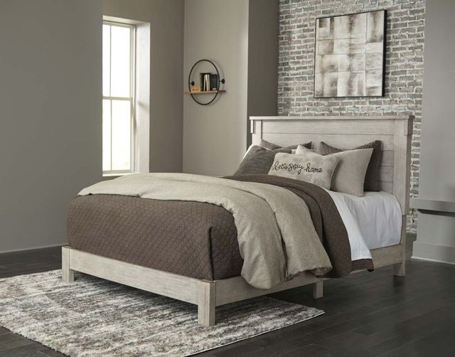 Signature Design by Ashley® Hollentown 2-Piece Whitewash Queen Panel Bed Set-3