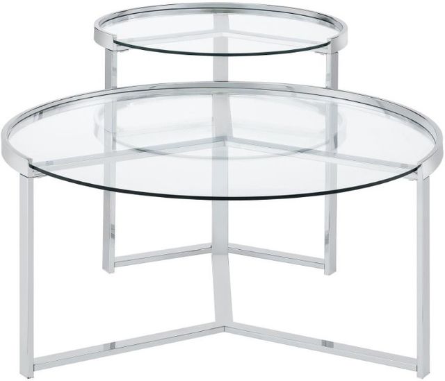 Coaster® Delia 2-Piece Glass Top Nesting Coffee Table with Chrome Base-1