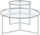 Coaster® Delia 2-Piece Glass Top Nesting Coffee Table with Chrome Base-1