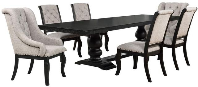 Coaster® Phelps 7-Piece Distressed Noir/Tan Rectangular Dining Table Set-0