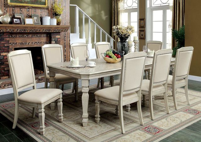 Furniture of America® Holcroft 9-Piece Antique White Dining Table Set