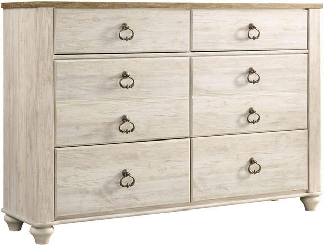 Signature Design by Ashley® Willowton 3-Piece Whitewash Queen Sleigh Bed Set-2