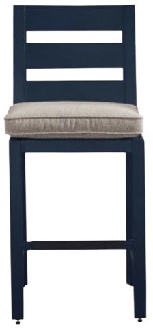 Signature Design by Ashley® East Beach Beige/Navy Blue Fabric/Wooden Outdoor Barstool-3
