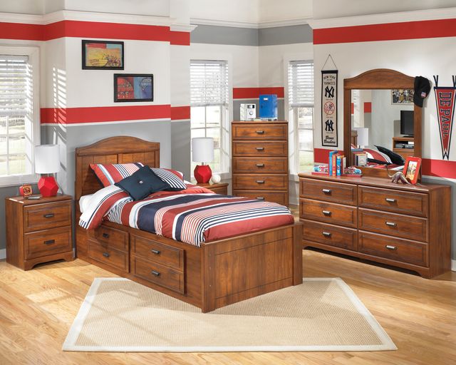 Signature Design by Ashley® Barchan 2-Piece Medium Brown Twin Panel Bed Set-3