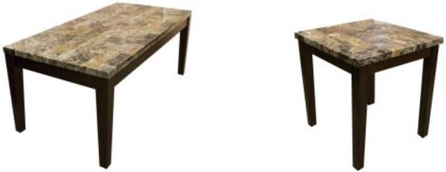 American Wholesale Furniture Breccia 3-Piece Dark Merlot/Faux Marble Table Set-0