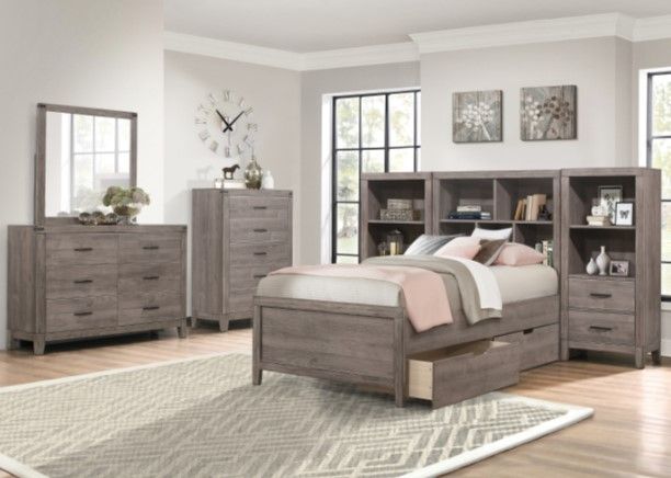 Homelegance® Woodrow 3-Piece Gray Twin Bookcase Bed-1