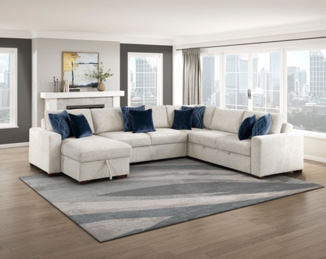Homelegance® Isla 4-Piece Beige Sectional with Reversible Chaise, Pull-out Bed and Hidden Storage-1