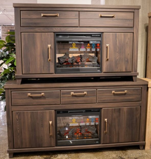 Signature Design by Ashley® Brazen Valley Dark Brown 60" TV Stand with Electric Fireplace-1