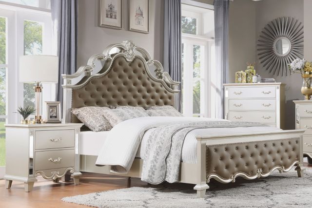 Mazin Furniture Ever Champagne Eastern King Panel Bed-3