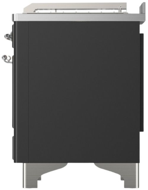 Ilve® Majestic III 48" Graphite Matte Pro Style Dual Fuel Liquid Propane Range with French Top and Chrome Trim-3