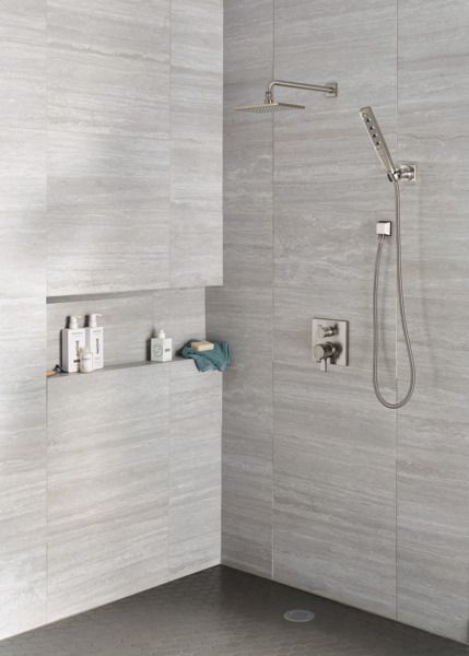 Delta Universal Showering Components Lumicoat® Stainless Square Single-Setting Raincan Shower Head-3