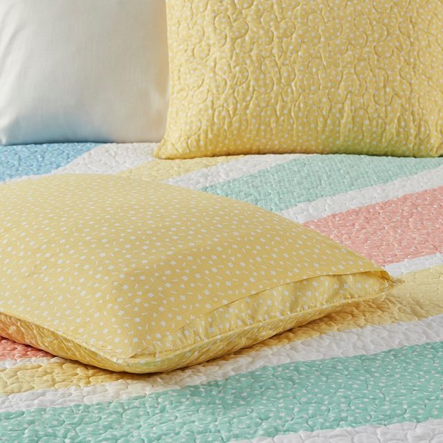 Olliix by Urban Habitat Kids Rory Rainbow Sunburst Reversible Cotton Yellow Twin Coverlet Set-4