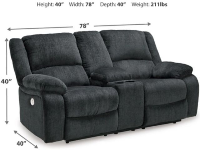 Signature Design by Ashley® Draycoll Slate Double Power Reclining Loveseat with Console-2