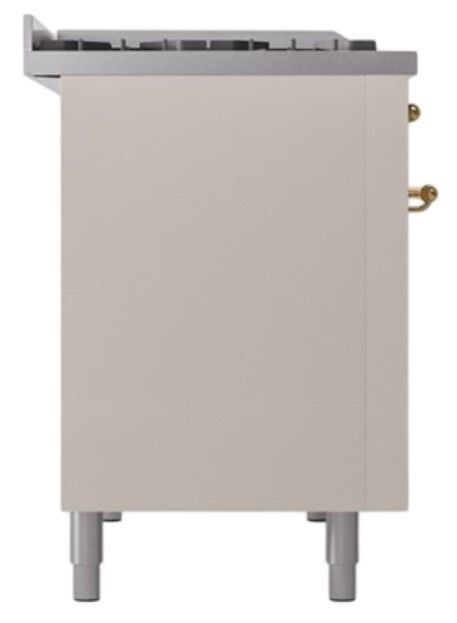 Ilve® Nostalgie II Noblesse 48'' Antique White Pro Style Dual Fuel Range with Brass Trim-2