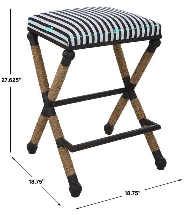 Uttermost® Braddock Black/Cream/Natural/Navy Backless Counter Stool-2