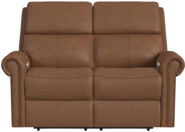Flexsteel® Customizable Bernard 43" Leather Power Reclining Loveseat with Headrest and Lumbar-3