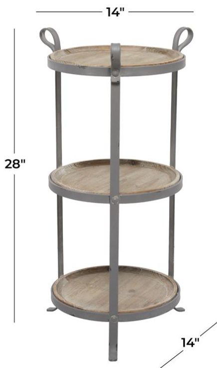 Deco Marche Brown Side Table with Gray Base-2