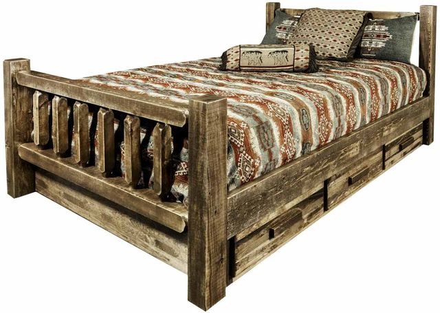Montana Woodworks® Homestead Stain & Clear Lacquer Twin Bed with Storage-3