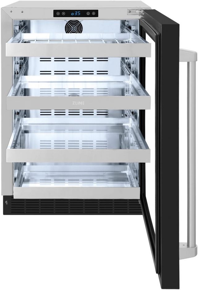 ZLINE Touchstone 5.2 Cu. Ft. Stainless Steel Beverage Center with Black Matte Glass Door-1