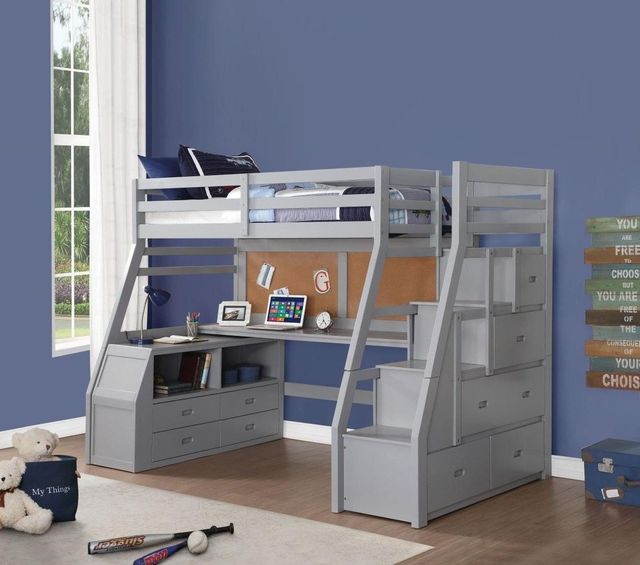 ACME Furniture Jason II Gray Twin Youth Loft Bed with Storage-1