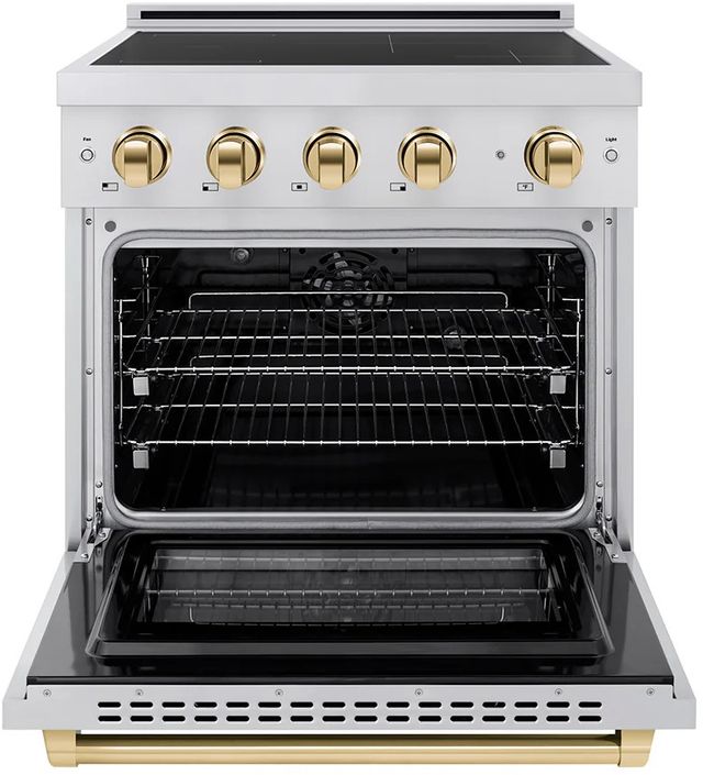 ZLINE Autograph Edition Paramount 30" Stainless Steel Pro Style Induction Range with Polished Gold Accents-1