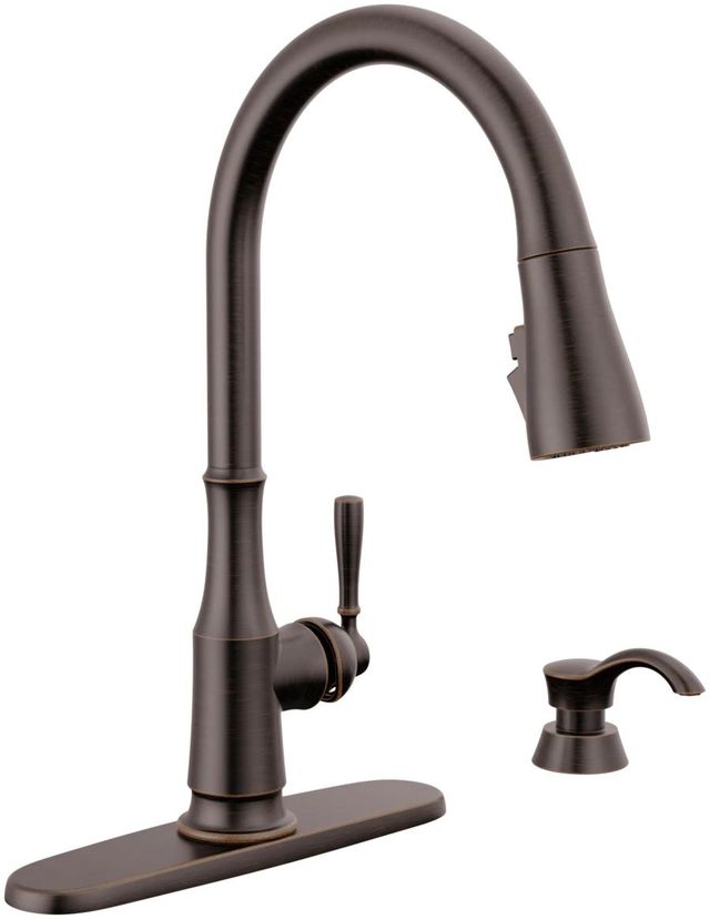 Delta Capertee™ Venetian Bronze Single Handle Pull-Down Kitchen Faucet with Soap Dispenser and Shield Spray Technology-0