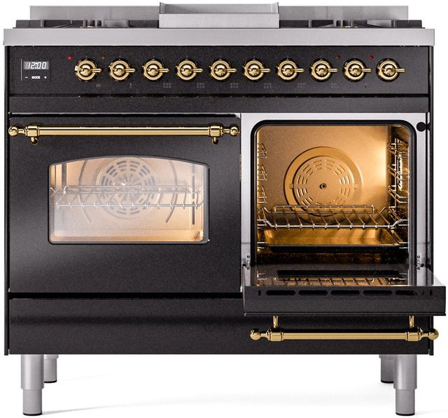 Ilve® Nostalgie II Series 40" Glossy Black Pro Style Dual Fuel Range-3