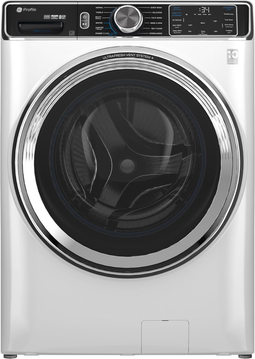 GE Profile™ 5.3 Cu. Ft. White Front Load Washer