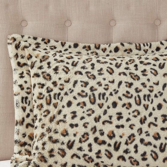 Olliix by Madison Park Zuri Cheetah King Faux Fur Comforter Set-4