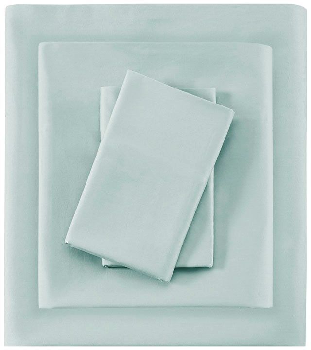 Olliix by Sleep Philosophy Seafoam Queen 300 Thread Count Liquid Cotton Sheet Set-0