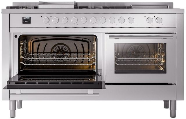 Ilve® Professional Plus II 60" Stainless Steel Pro Style Dual Fuel Range-2