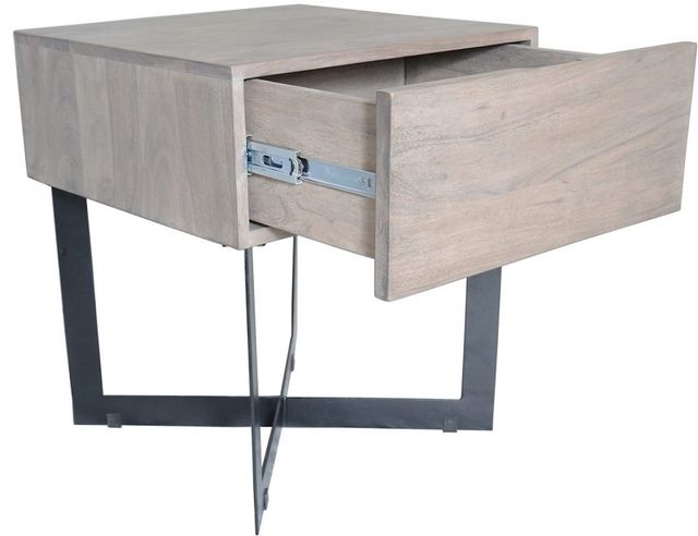 Moe's Home Collection Tiburon Pale-Grey Side Table with Metal Base-2